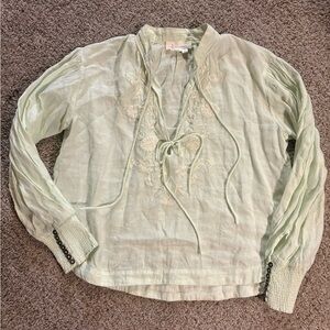 Anthropologie Light Green Blouse